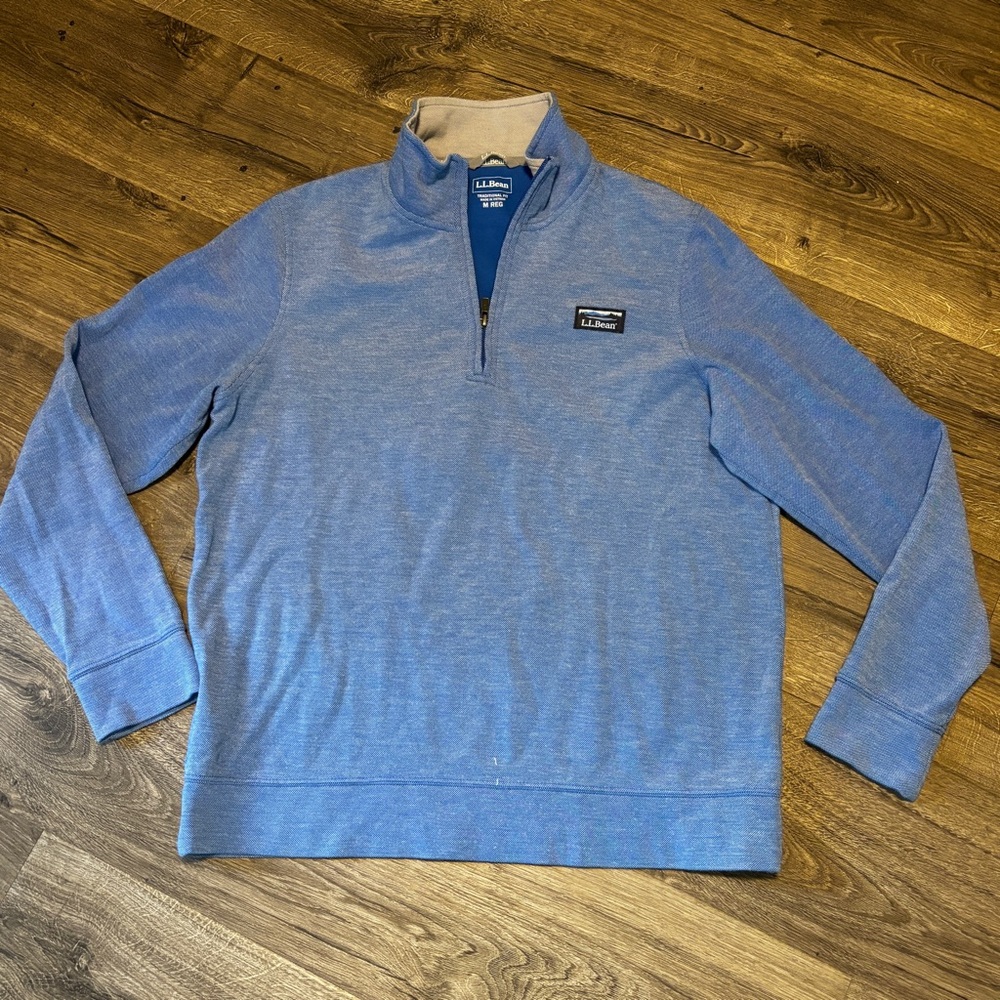 L.L. Bean Men's Light Blue Quarter Zip-Up Sweater
